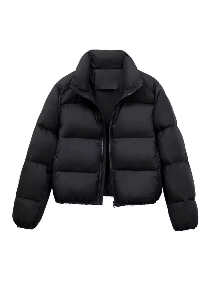 Elegant women's short down jacket with high collar and practical pockets Lune London