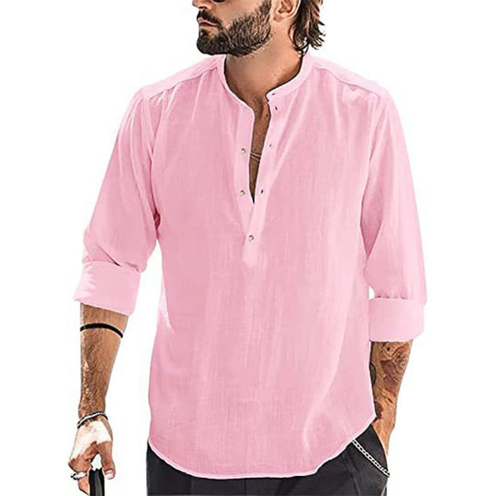 Casual long sleeve shirt for men with button placket and high collar Lune London