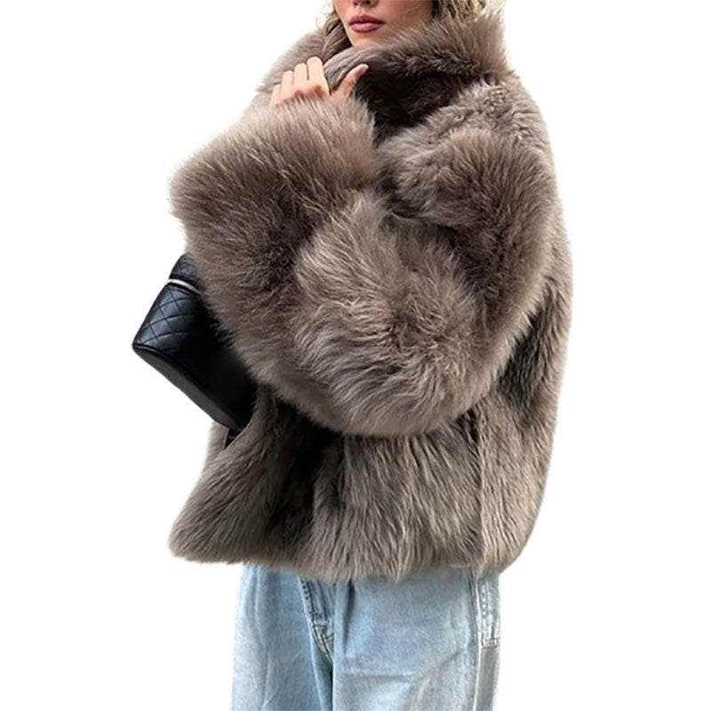 Ladies Chic and Stylish Modern Cut Faux Fur Jacket