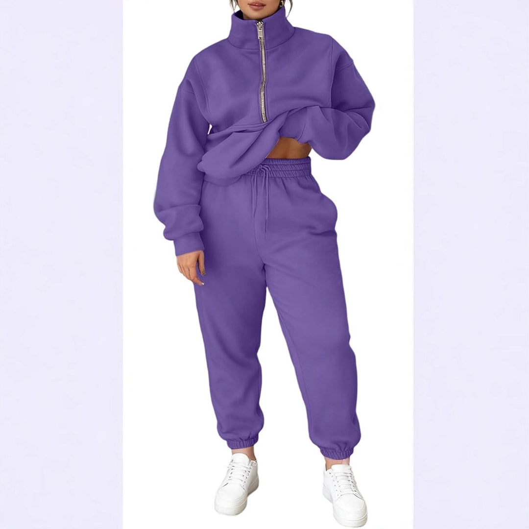 Pull en polaire doux pour dames avec col haut et fermeture éclair Chic & Stil