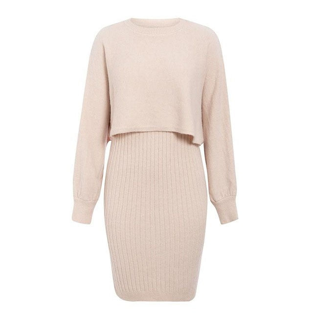 Ladies' knitted dress with casual cropped surface Lune London