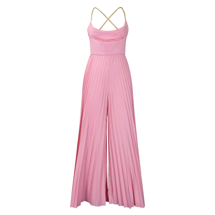 Ladies Pleated Jumpsuit with Elegant Spaghetti Straps Lune London