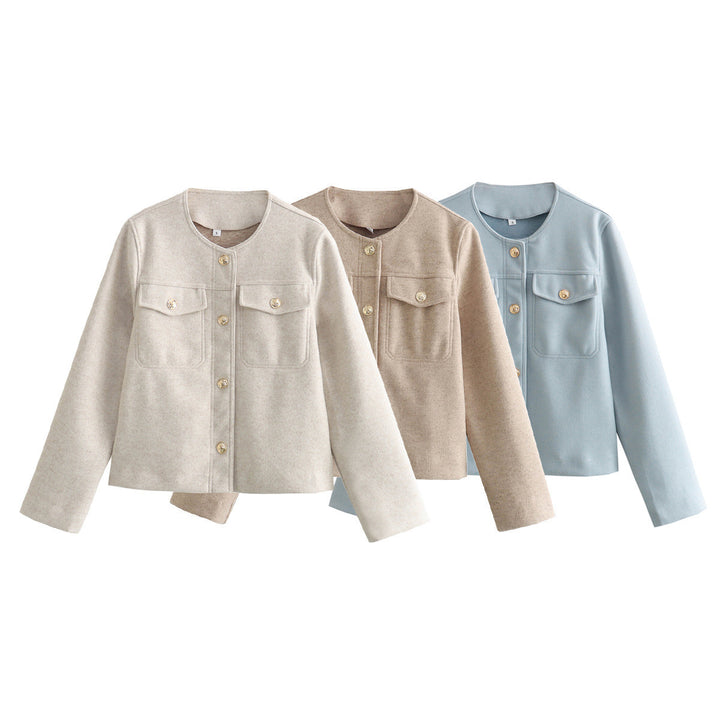 Modern jacket for women in soft materials with textured design Amarae