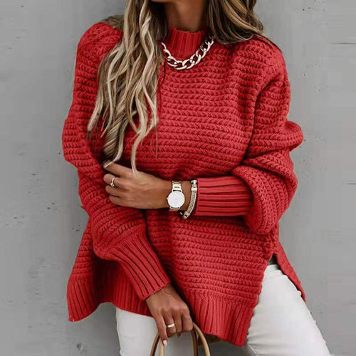 Chunky knit pullover for women with textured surface and relaxed fit Amarael