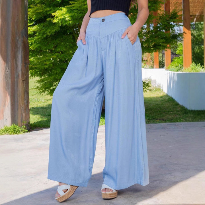 Wide linen pants for women with high waist and practical pockets Lune London