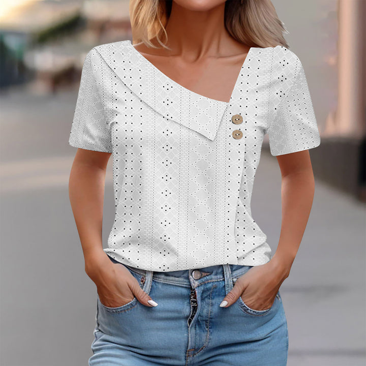 Button top with eyelet pattern for women Lune London