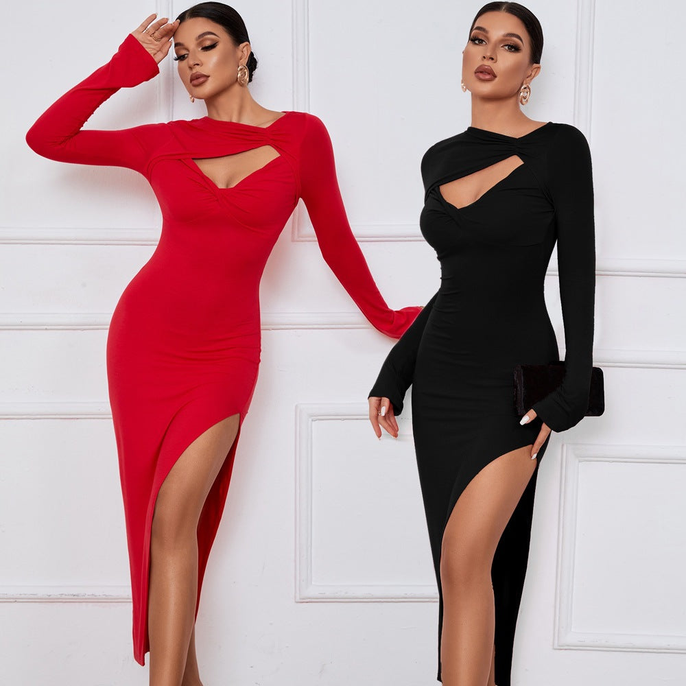 Chic Cut-Out Long Sleeve Maxi Dress for Women