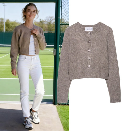 Women's knitted jacket with button placket and relaxed fit Amarae