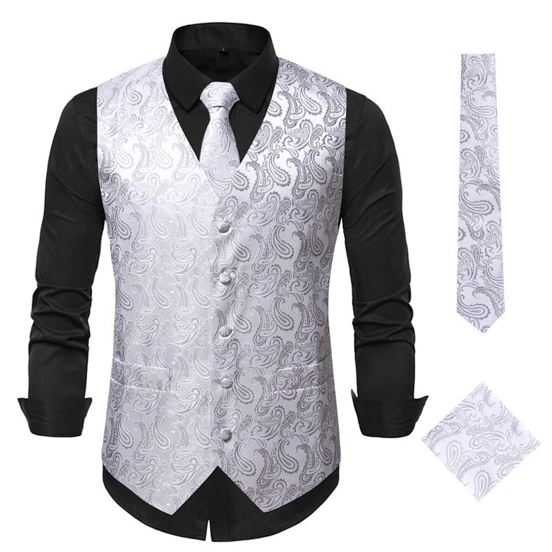 Men's Elegant Suit Vest with Stylish Paisley Pattern and Matching Accessories Lune London