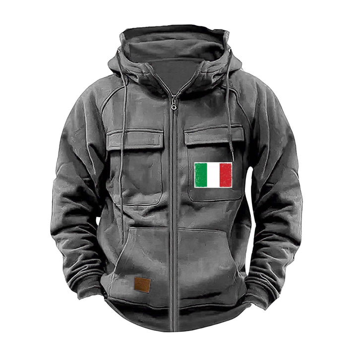 Trendy hooded jacket for men with practical pockets and adjustable collar Lune London