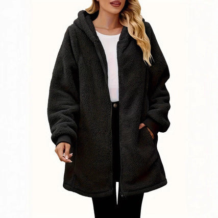 Manteau en polaire pour femmes avec poches et capuche Chic & Stil