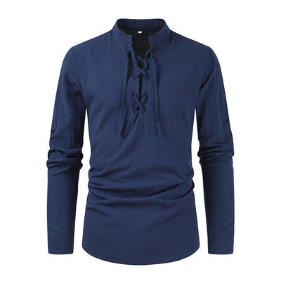 Casual long sleeve shirt for men with lace-up closure Amarae