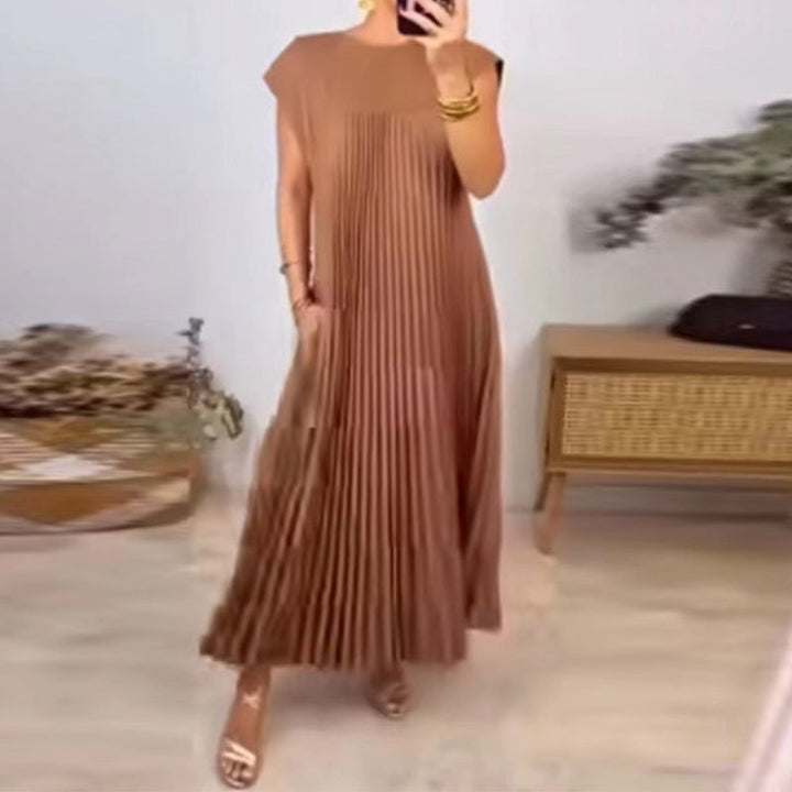 Robe maxi plissée élégante pour dames avec poches pratiques Chic & Stil
