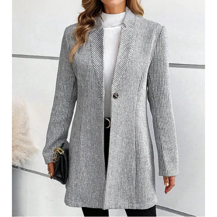 Ladies Elegant Long Blazer with fine ribbed pattern Lune London