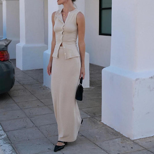 Maxi dress for women with blouse adorned with buttons Amarae