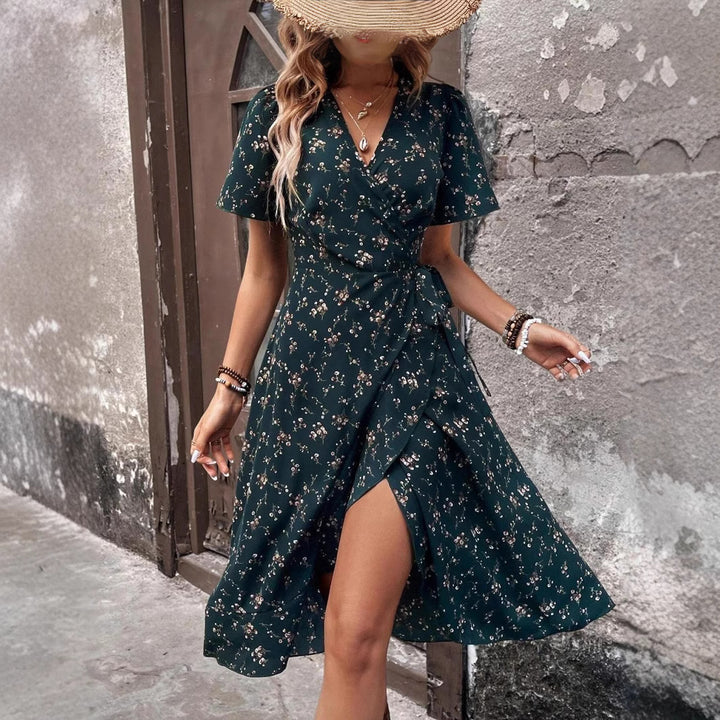 Lune London Elegant Floral Wrap Dress for Ladies