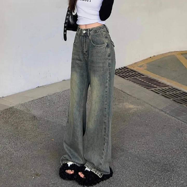 Jeans en denim taille haute ample pour femmes Chic & Stil