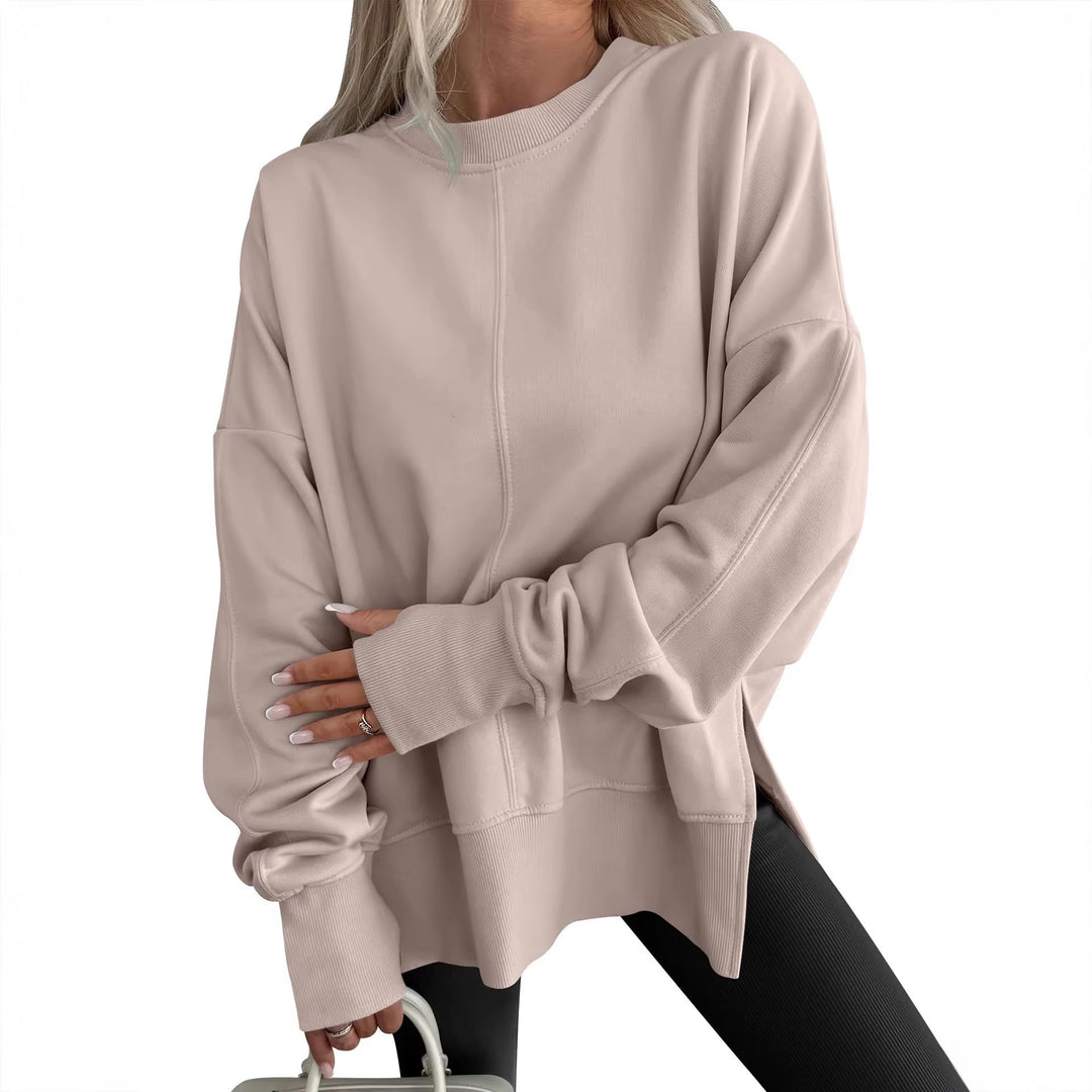 Women's Oversize Sweatshirt with Center Seam, Extended Hem, and Ribbed Cuffs Amarae