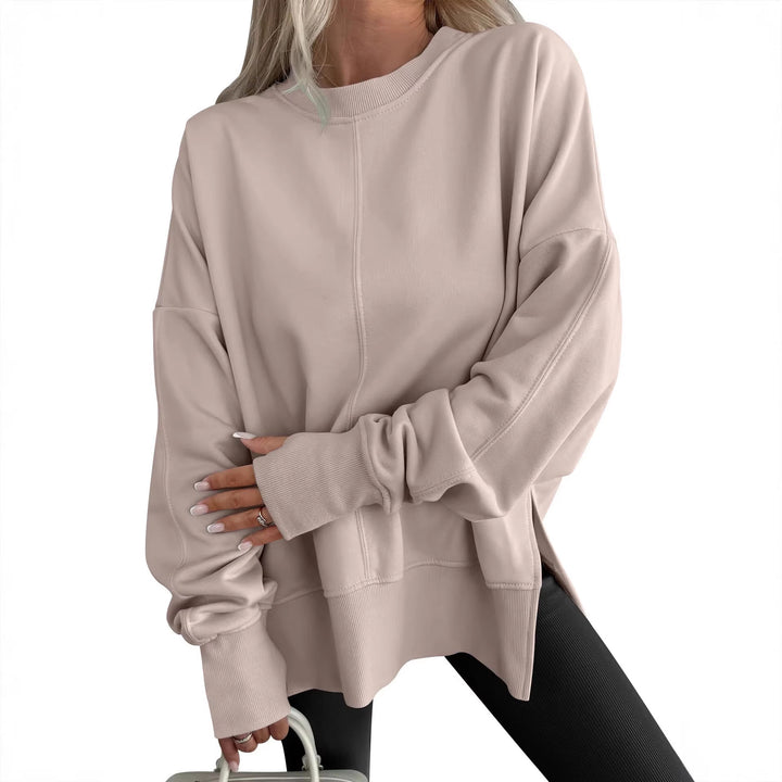 Women's Oversize Sweatshirt with Center Seam, Extended Hem, and Ribbed Cuffs Amarae