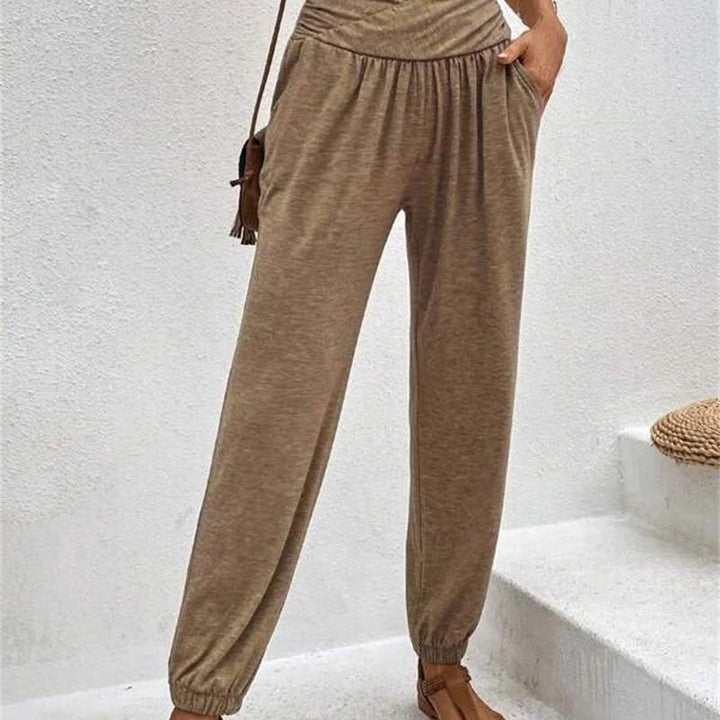 Ladies Comfortable Harem Pants with Elastic Waistband and Side Pockets Lune London