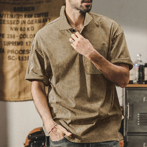 Men's short sleeve casual shirt with a practical chest pocket design Amarae