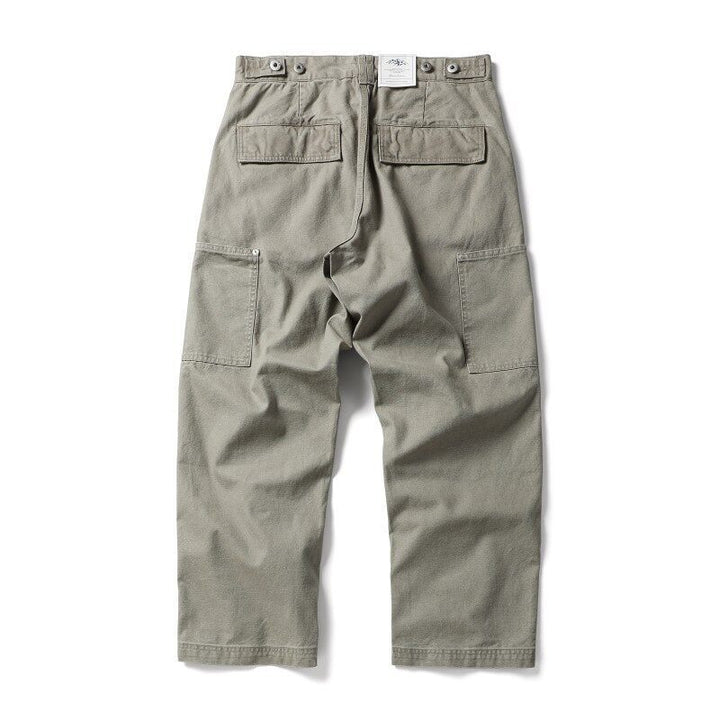 Men's Wide Canvas Cargo Pants with Large Patch Leg Pockets and Relaxed Baggy Cut Amarae