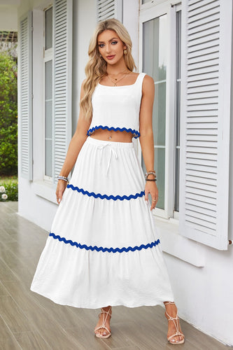 Two-piece women's set with crop top and lace maxi skirt Amarae