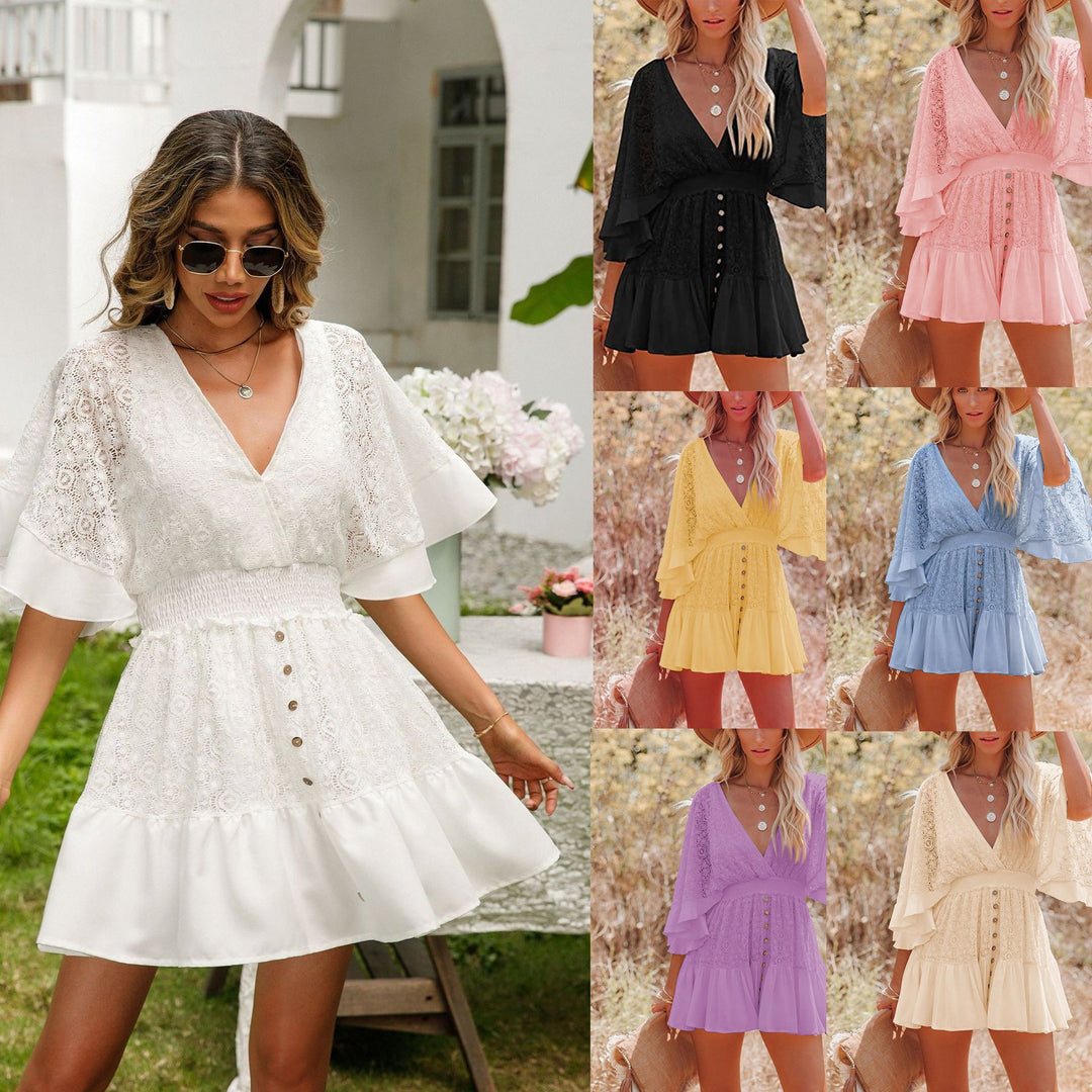 Lune London Lace Bell Sleeve Wrap Dress