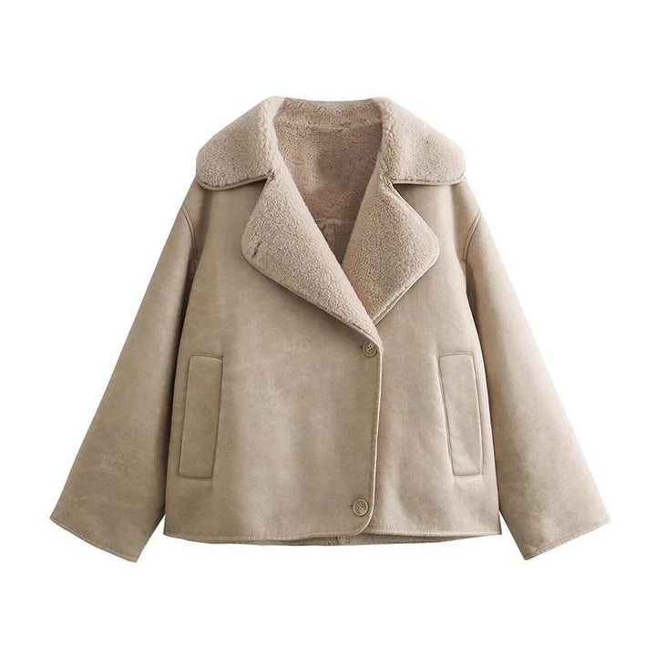 Synthetic leather jacket for women with plush lining Lune London