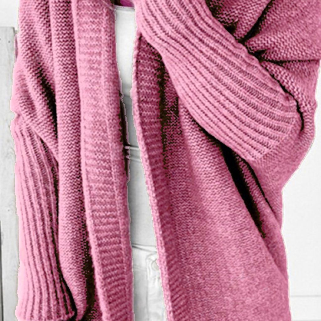 Ladies Casual Knit Sweater with Open Front and Fine Texture Lune London