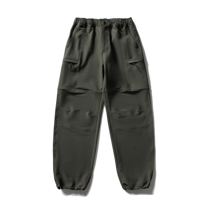 Men's Technical Cargo Casual Pants with Elastic Waistband, Knee Panels, and Zipper Pockets Amarae