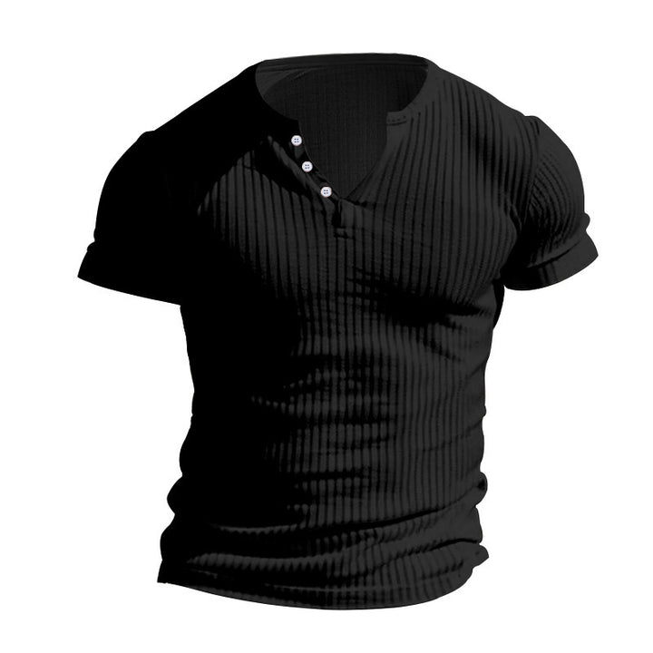 Men's Short Sleeve Henley T-Shirt with Textured Design Amarae