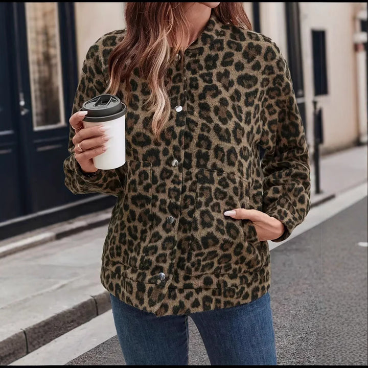 Lune London trendy leopard print women's fleece jacket