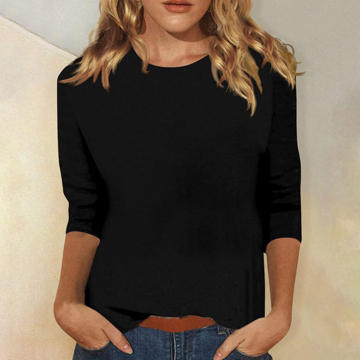 Lune London | Round Neck Three-Quarter Sleeve Solid Color Tee