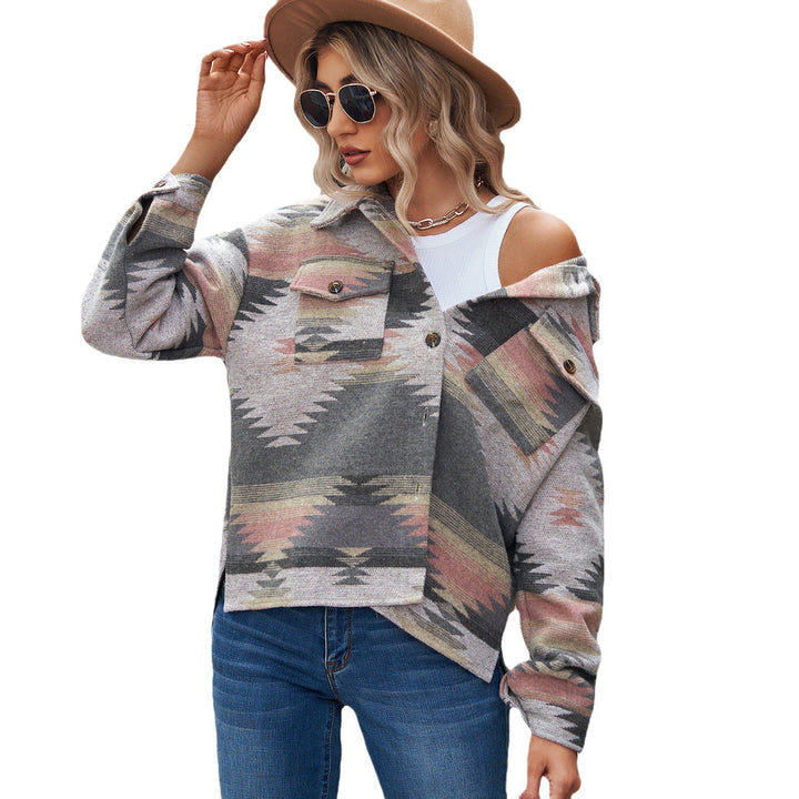 Summer shirt for women in high-quality wool blend with a trendy pattern and practical pockets Amarae