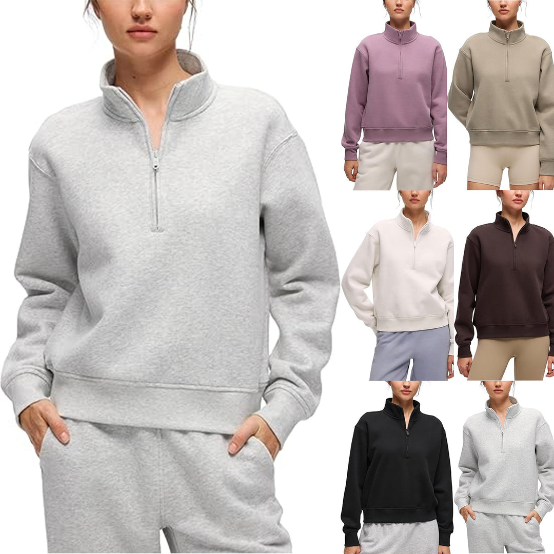 Pull en fleece sportif pour femmes avec col montant Chic & Stil