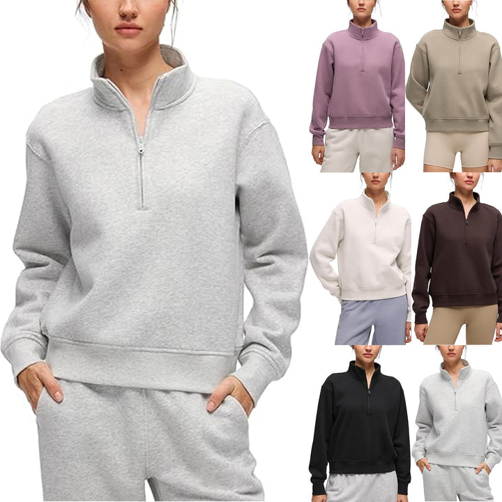 Pull en fleece sportif pour femmes avec col montant Chic & Stil