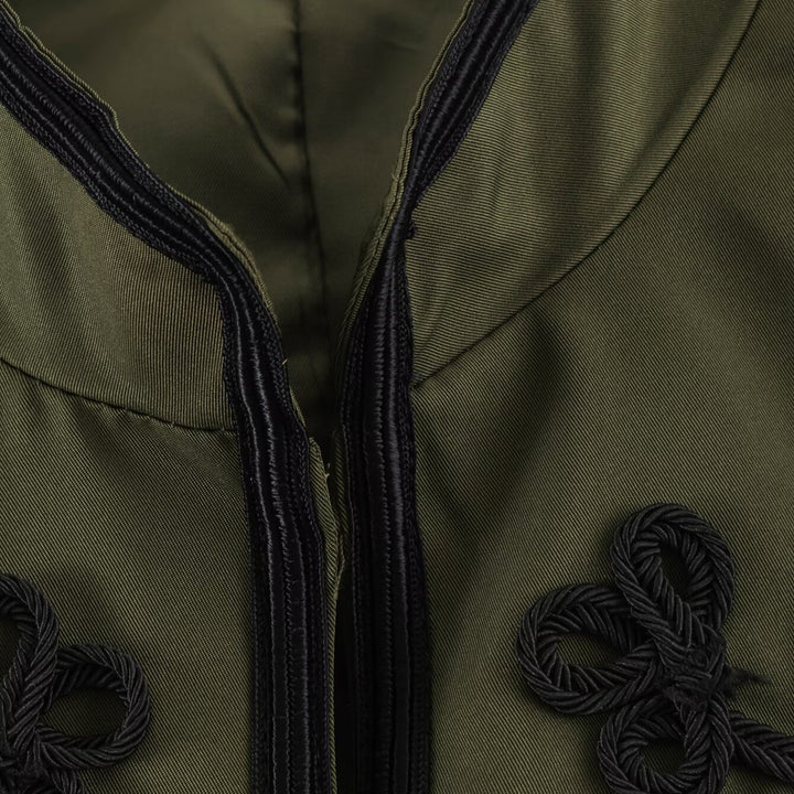 Women's Cropped Jacket in Sailor-Military Mix with Decorative Cords and Brass Buttons Amarae