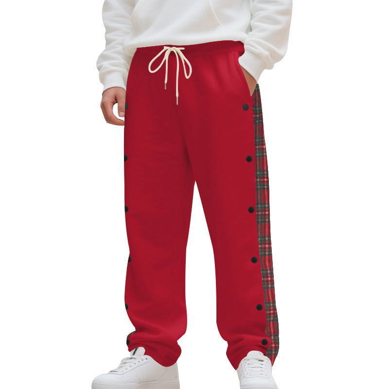Elegant sport pants for men with side check pattern and snap button details Lune London
