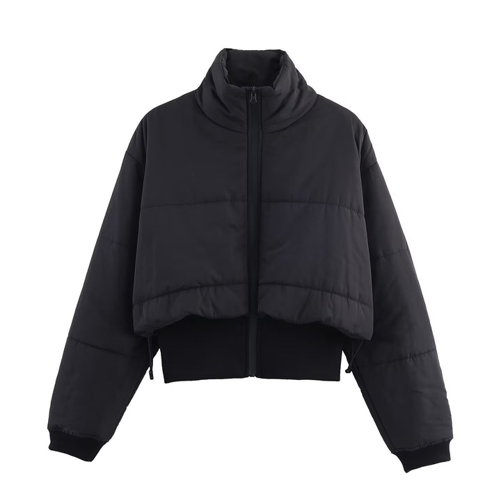 Ladies quilted transitional jacket with high collar and decorative zipper Lune London