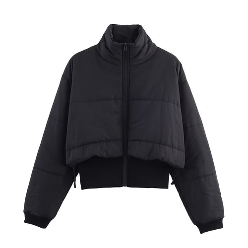 Ladies quilted transitional jacket with high collar and decorative zipper Amarae