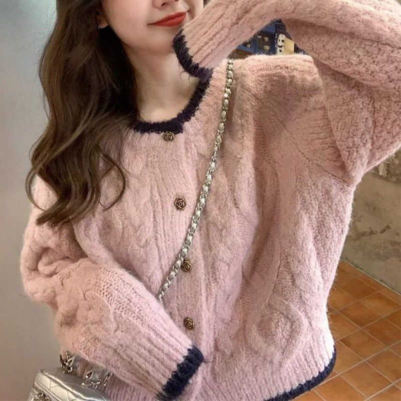 Ladies Chunky Knit Cardigan with Elegant Cable Pattern Lune London
