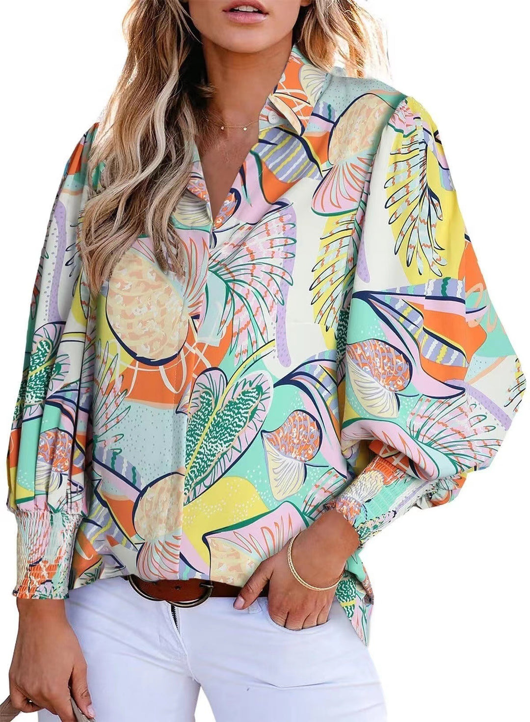 Women Floral Print Top Casual Chic Cut and Style