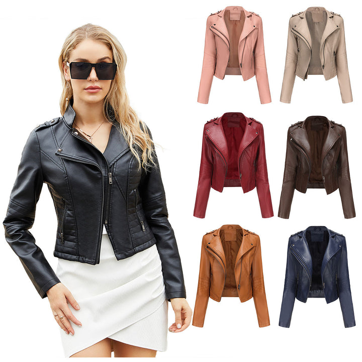 Women Stylish Biker Jacket with Asymmetrical Zipper and Detail Seams Lune London