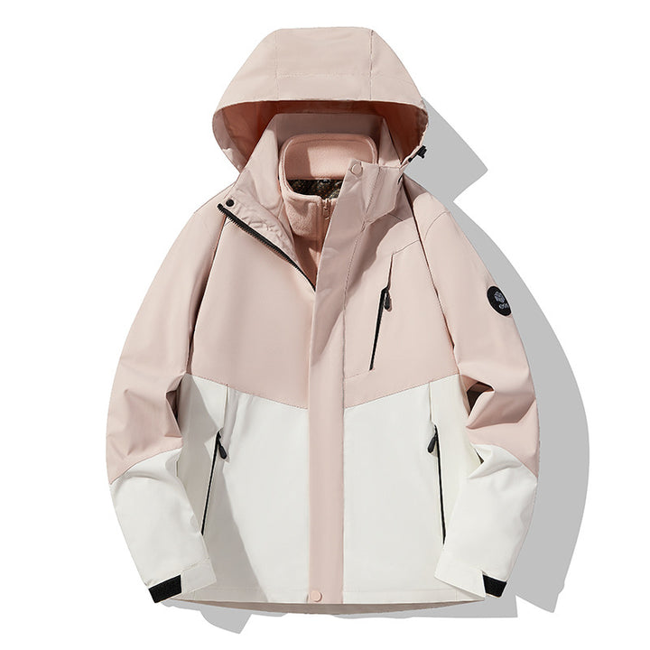 Men's three-layer breathable softshell trekking jacket with integrated fleece collar and adjustable hood Amarae