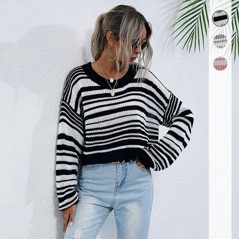 Casual loose fit sweater for women with striped pattern Lune London