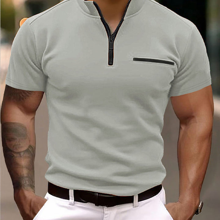 Men's Zip-Up Polo Shirt with Short Sleeves Lune London