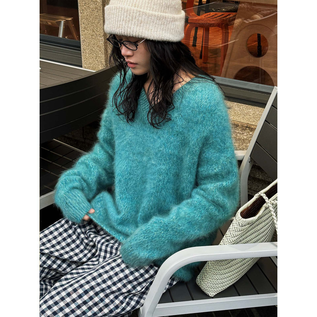 Women's Fluffy Mohair-Look Sweater with Oversize Silhouette