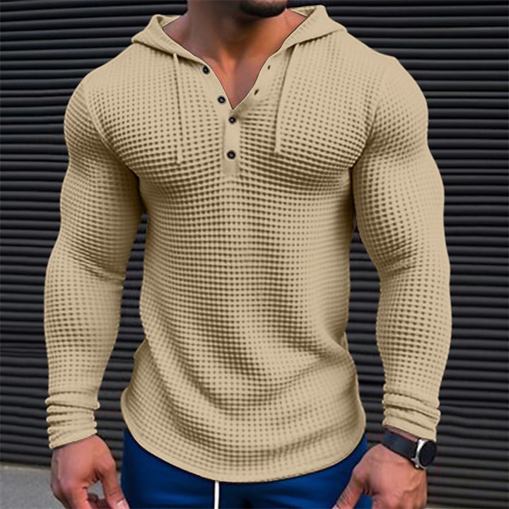 Men's Hooded Sweatshirt with Structured Design and Chic Collar