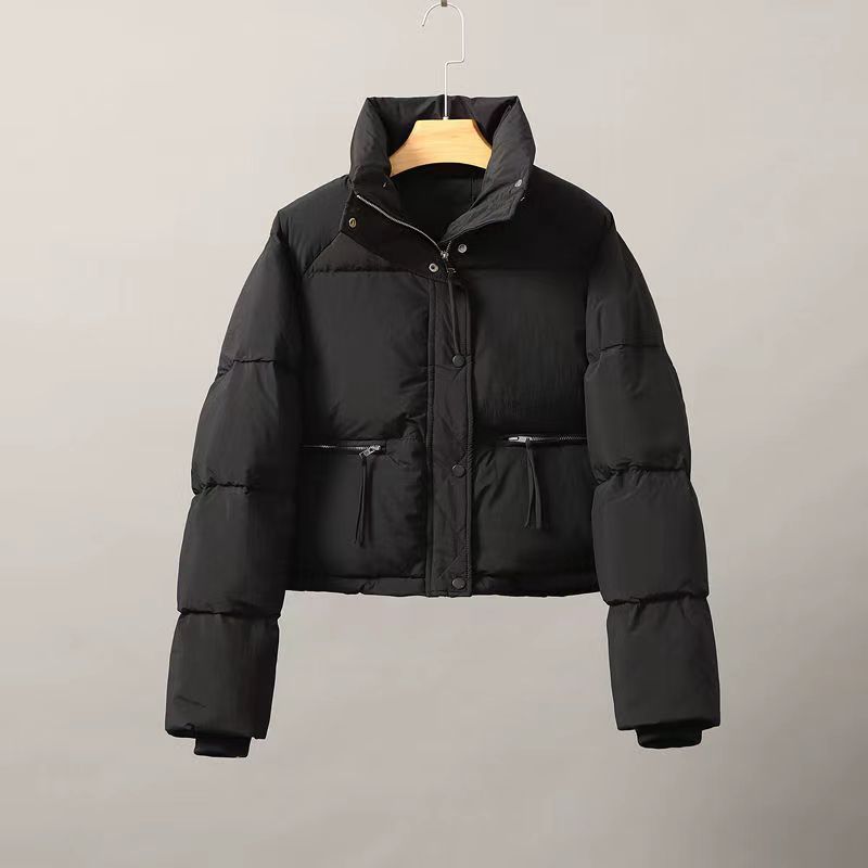 Ladies winter down jacket with high collar and practical pockets Lune London